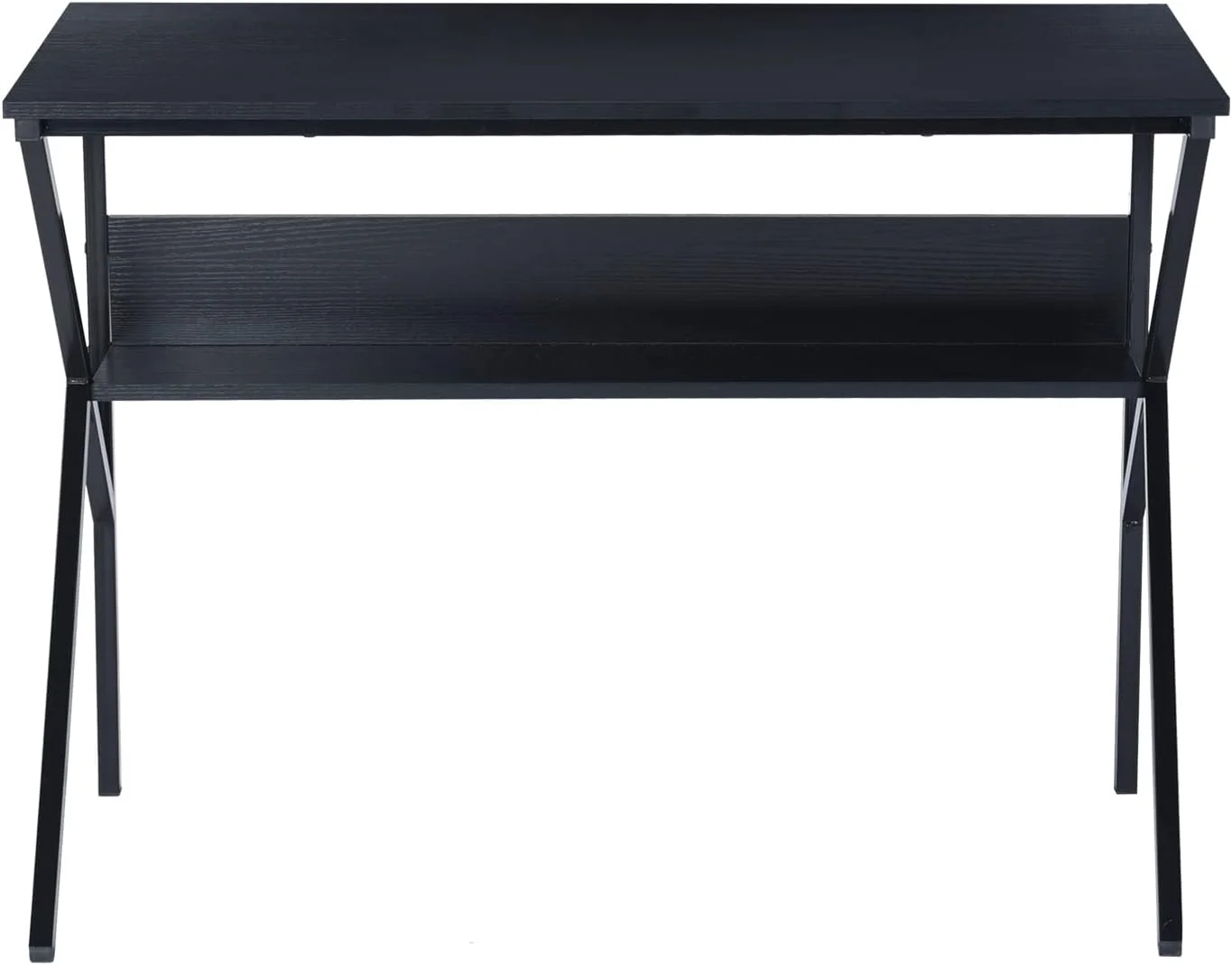 Highsound 39.4 inch Home Office Desk with Storage Shelves,Modern Simple Design Study Writing Table Work Station Computer Desk, Black