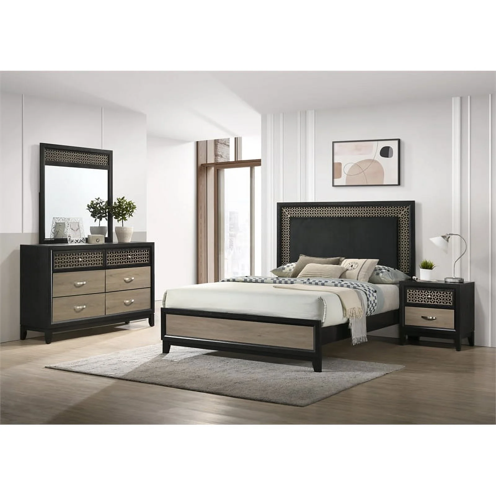 Pemberly Row 5-piece Contemporary Wood Queen Bedroom Set Light Brown and Gray