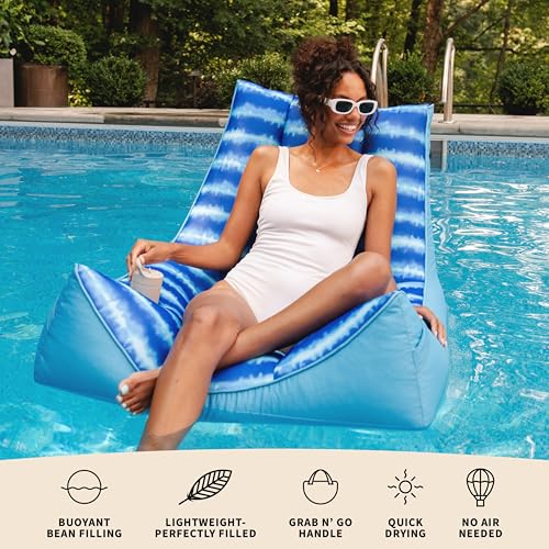 Big Joe Captain's Float No Inflation Needed Pool Lounger, Double Sided Mesh, Quick Draining Fabric