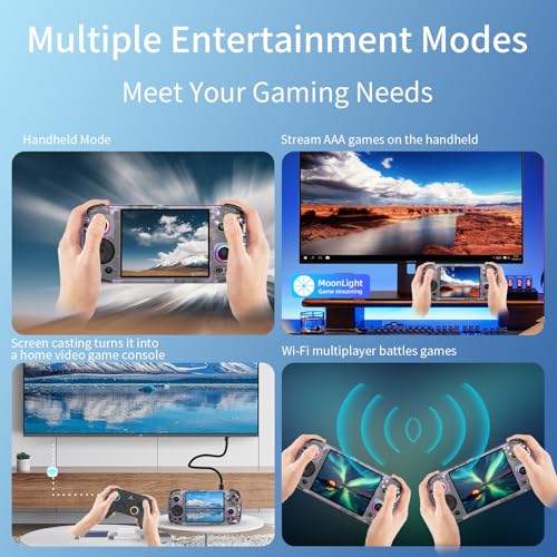 RG 406H Retro Handheld Game Console with 4-inch IPS Screen RGB Lighting Handheld Retro Gaming Console with Android 13 System and 128G TF Card 5000mAh Battery white