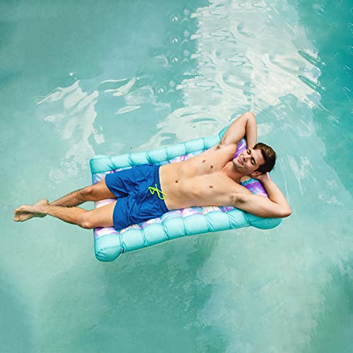 Big Joe Kona Hammock No Inflation Needed Pool Lounger with Headrest, Quick Draining Fabric, 4 feet Big