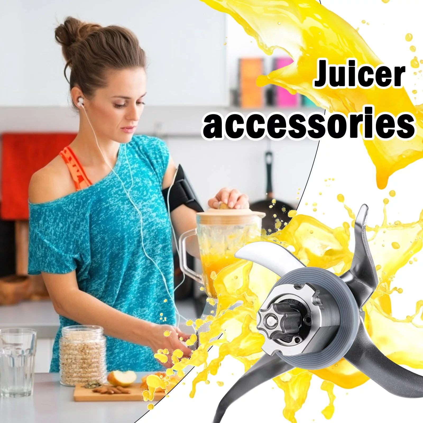Mnycxen TM21 Multifunctional Food Processor Stainless Steel Accessories Knives