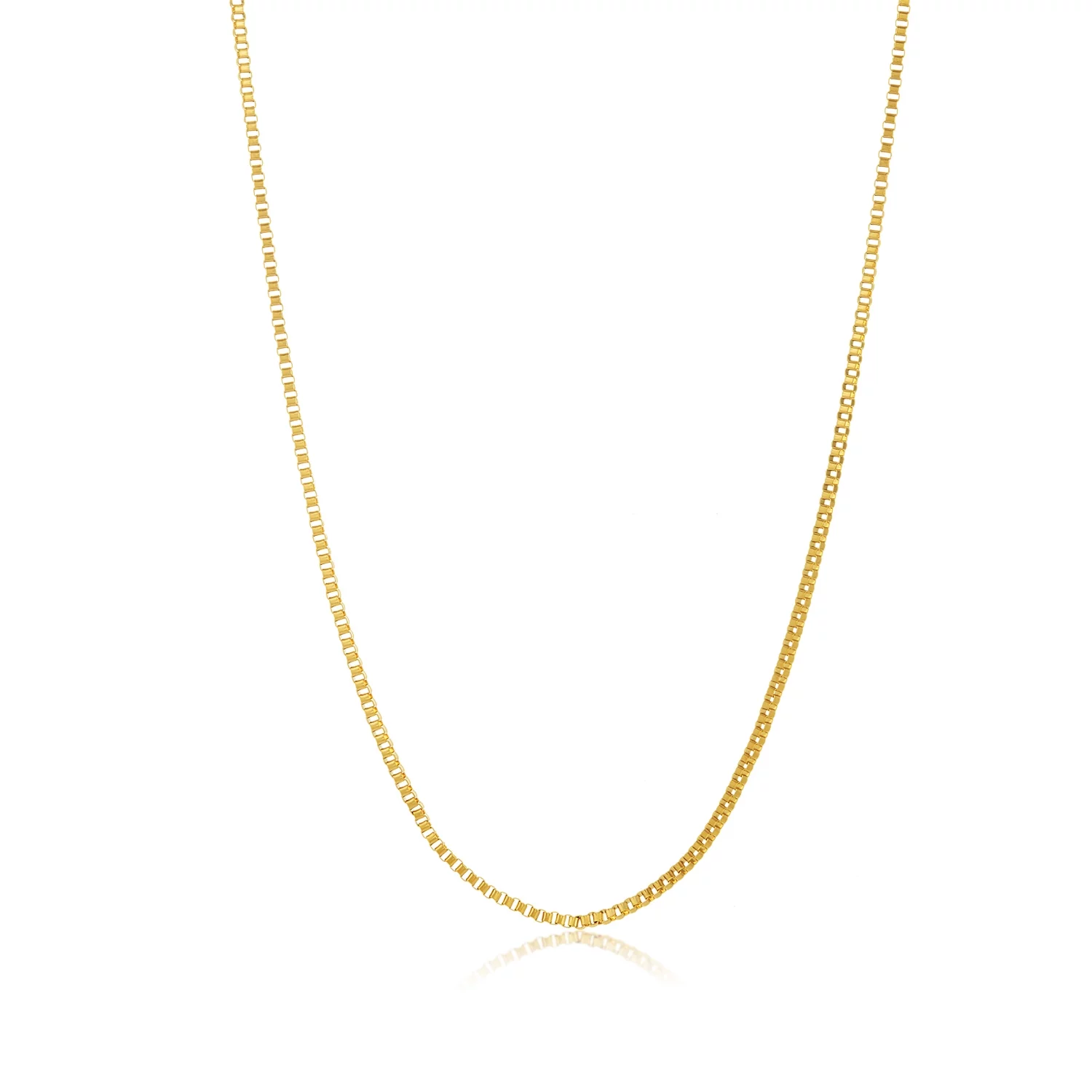 2.5mm 24k Yellow Gold Plated Stainless Steel Square Box Chain Necklace, 24 inches + Gift Box