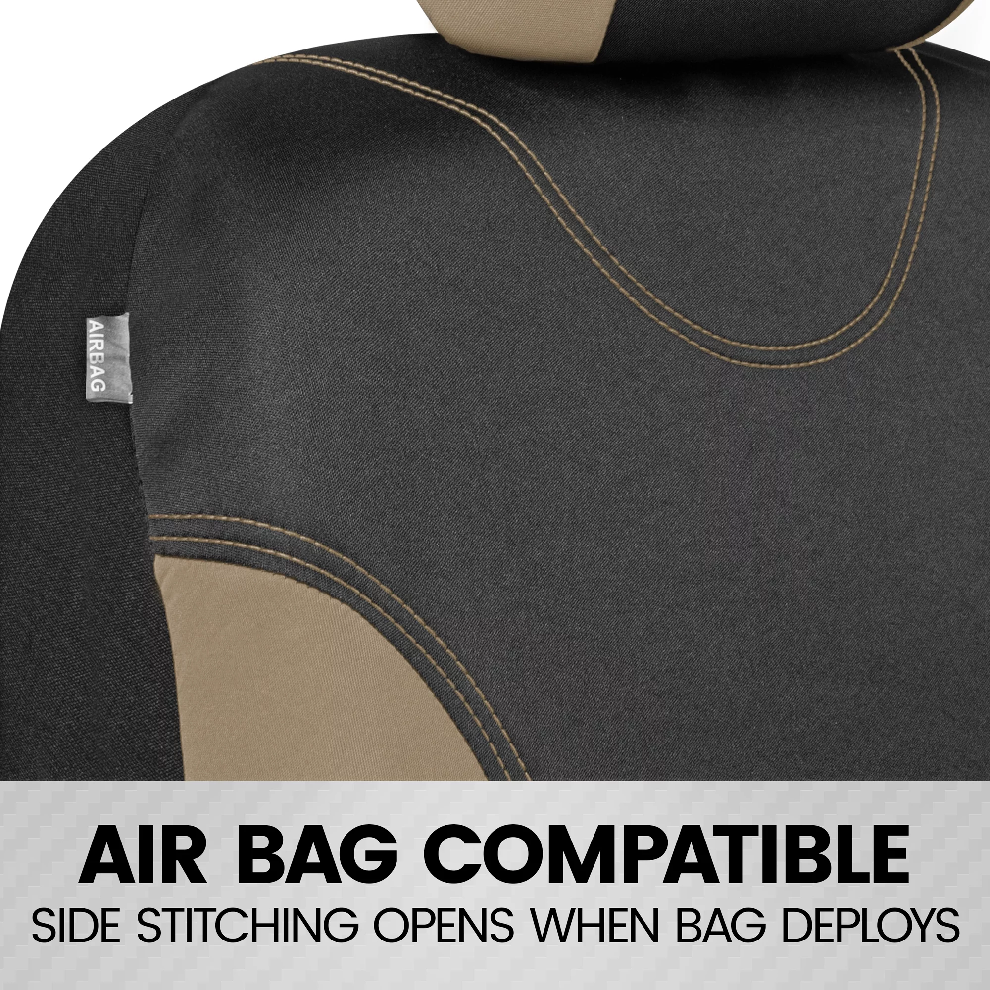 BDK Sleek and Stylish Car Seat Covers, Split Bench Option, 5 Headrests, Side Airbag Compatible