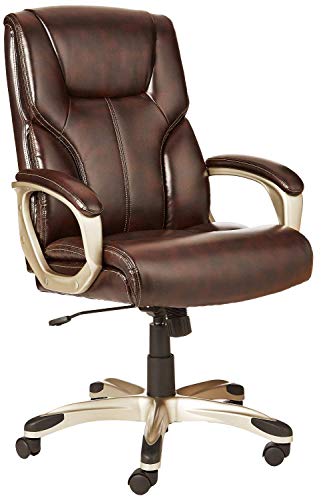 Amazon Basics Executive High Back Office Desk Chair, Adjustable Height, Tilt, Swivel, one Size, Black/Silver