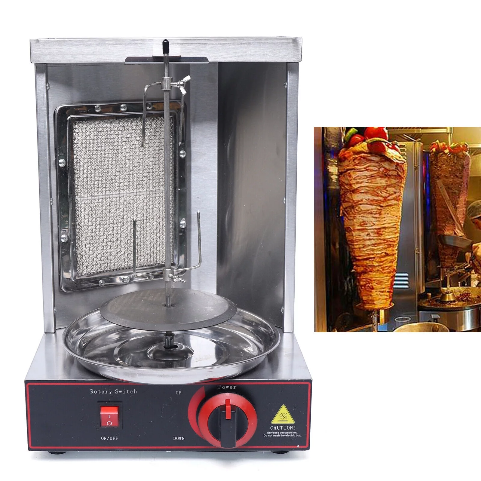 Miumaeov Commercial Vertical Gas Doner Kebab Grill Meat Shawarma Machine BBQ Rotisserie Oven Smokeless Broiler