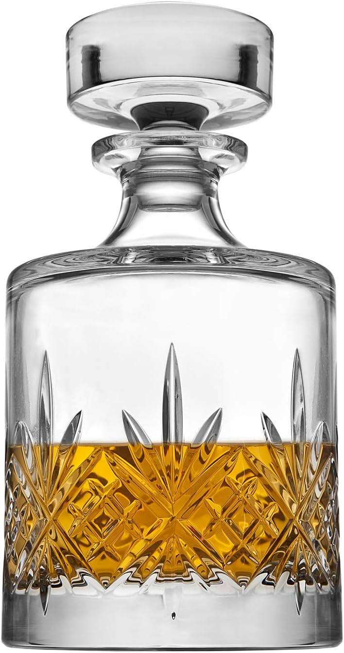 Godinger Whiskey Decanter Dublin Collection, for Liquor Scotch Whisky Vodka or Wine - Round