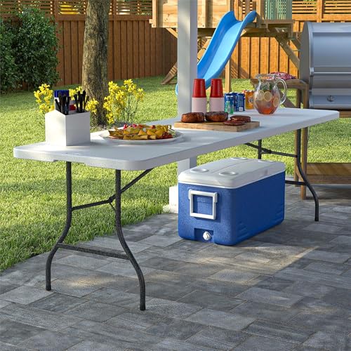 COSCO Molded Folding Banquet Table w/Handle, 6ft, Black