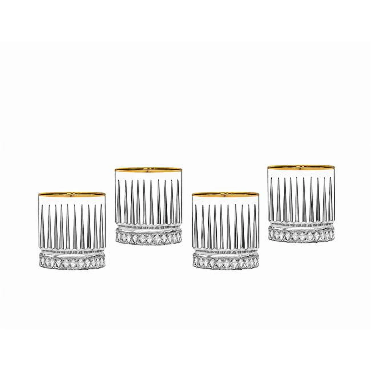 Avenue Rim Double Old Fashion Glass, Gold - Set of 4