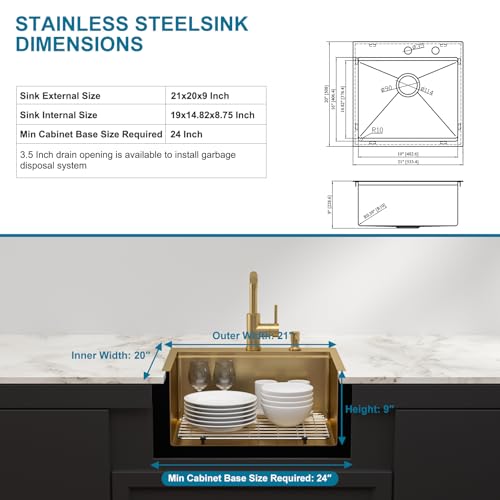 25 Inch Utility Laundry Sink Drop In 16 Gauge Stainless Steel Single Bowl Laundry Room Sink Laundry & Utility Room Kitchen Sinks 25