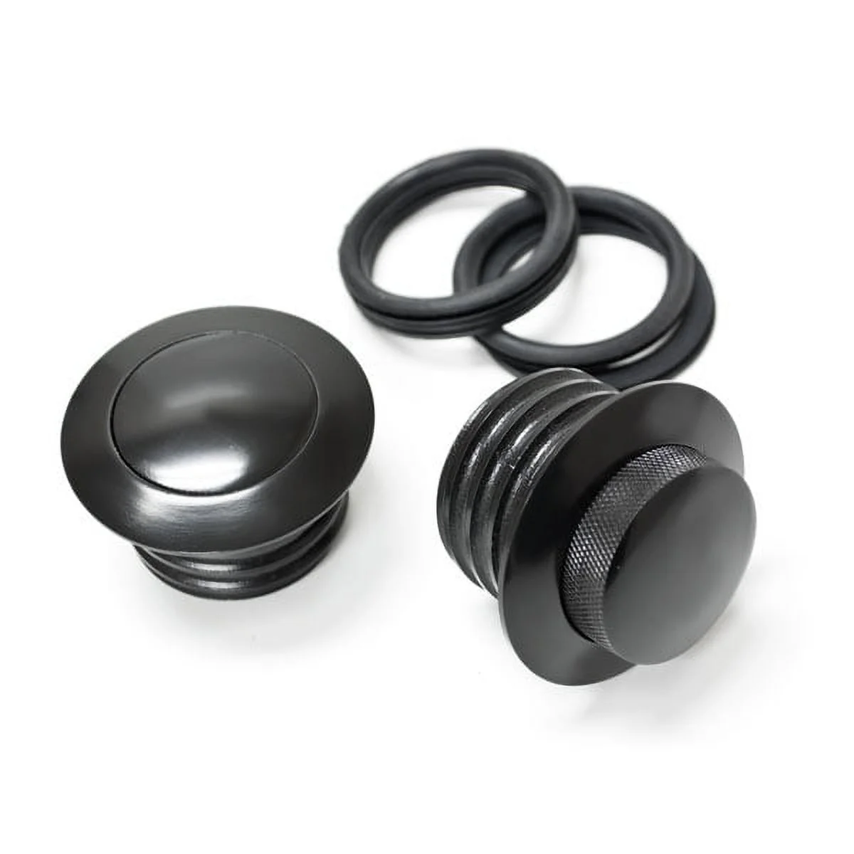 Krator Dual Black Pop Up Gas Cap Vented Flush Fuel Tank Compatible with 2004-2007 Harley Davidson FLHRS Road King Custom