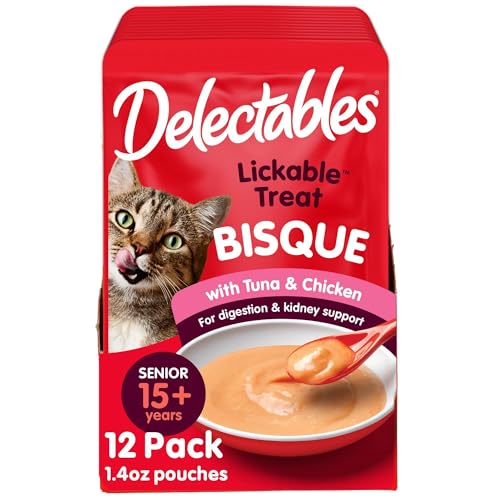 Delectables Bisque Senior 10+ Lickable Cat Treats Variety Pack, 6 Count (Pack of 6)
