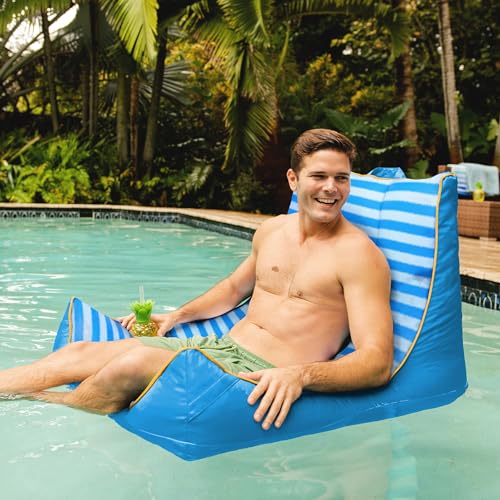Big Joe Captain's Float No Inflation Needed Pool Lounger, Double Sided Mesh, Quick Draining Fabric