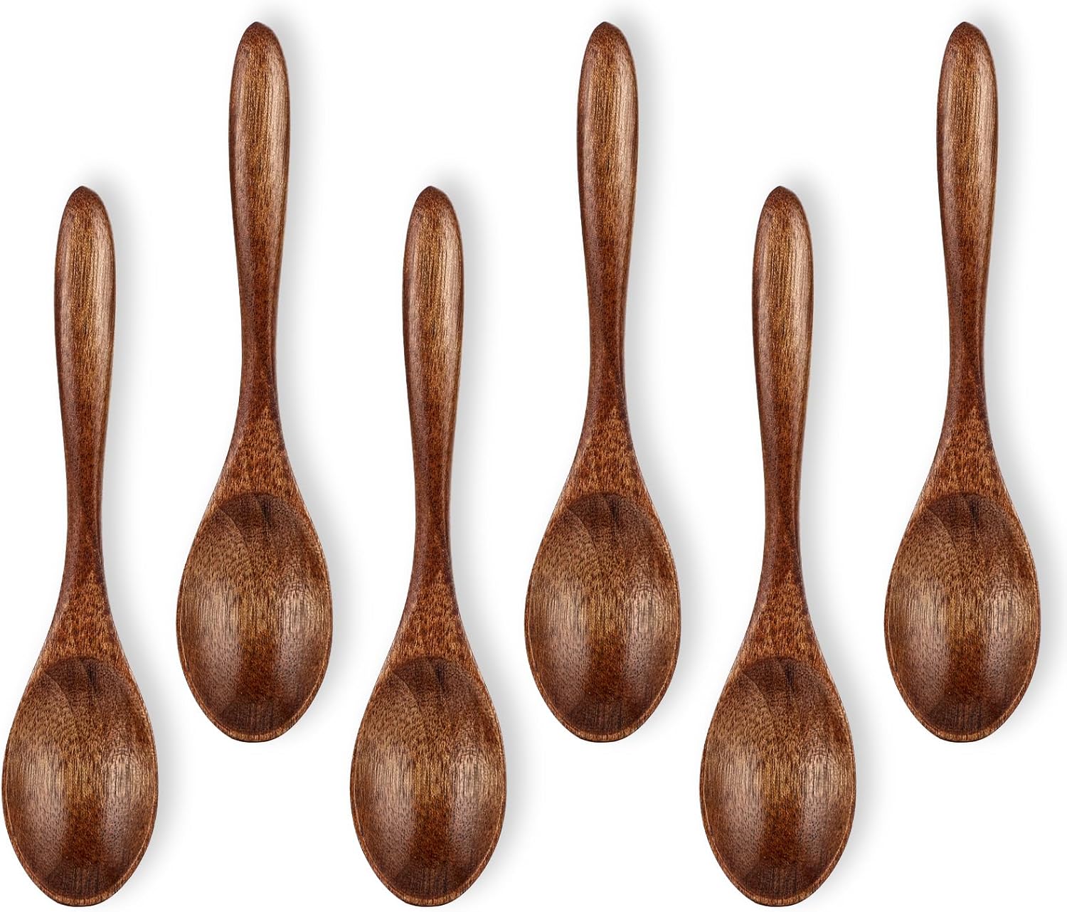 6Pcs Small Wooden Spoons, 5.5 Inches Wood Honey Spoons, Little Wooden Serving Table Spoons Utensils Set, Wooden Teaspoon for Cooking Soup Tea Coffee Eating Stirring
