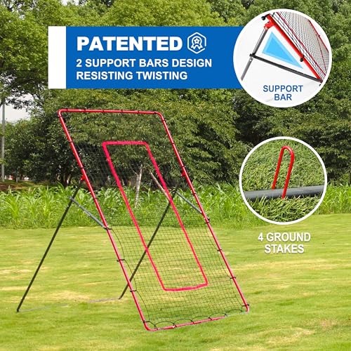 2-in-1 Volleyball Rebounder Net System, Adjustable from 7x4 ft to 4x4.5 ft, 4-Angle Bounce Back Net, Training Equipment for Volleying, Bumping, Spiking Practice, Resists Twisting