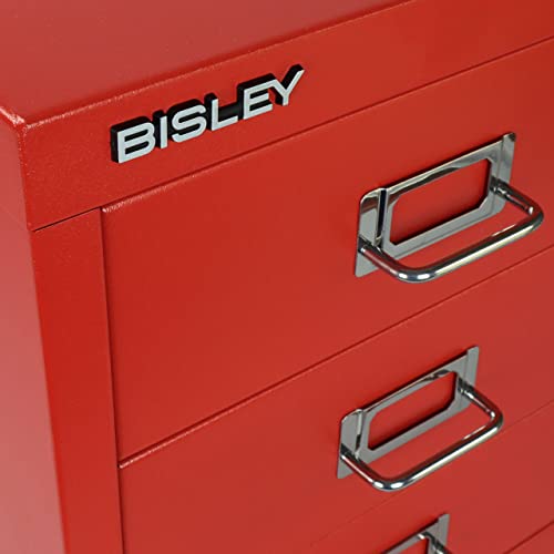 Bisley 10-Drawer Steel MultiDrawer Cabinet - Black, Chrome Pull Handles with Label Holders, Powder-Coated Steel, Removable Drawers, Fits Under Most Desks, Labels Included