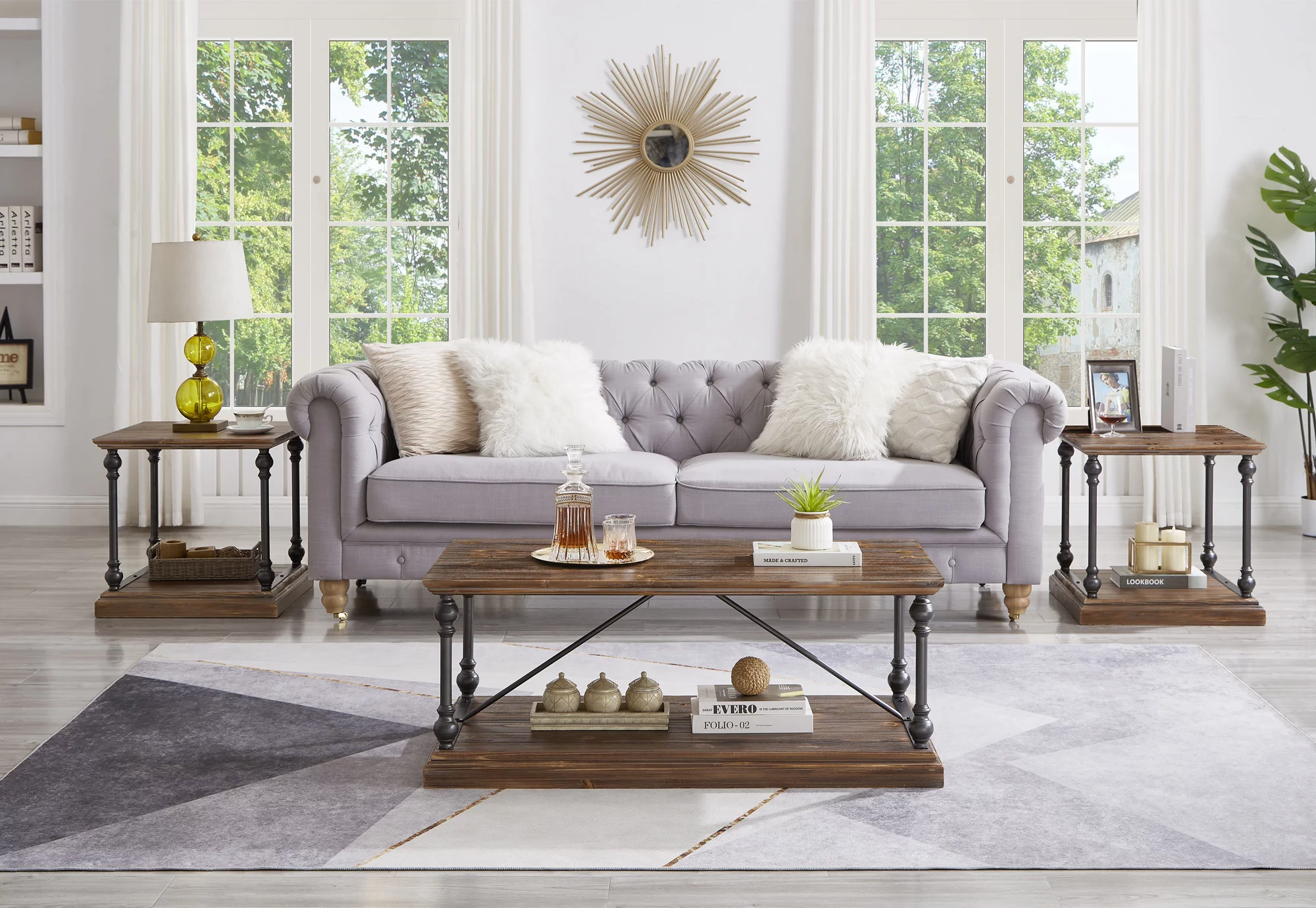 GEXPUSM Farmhouse Rustic Coffee Table, 43