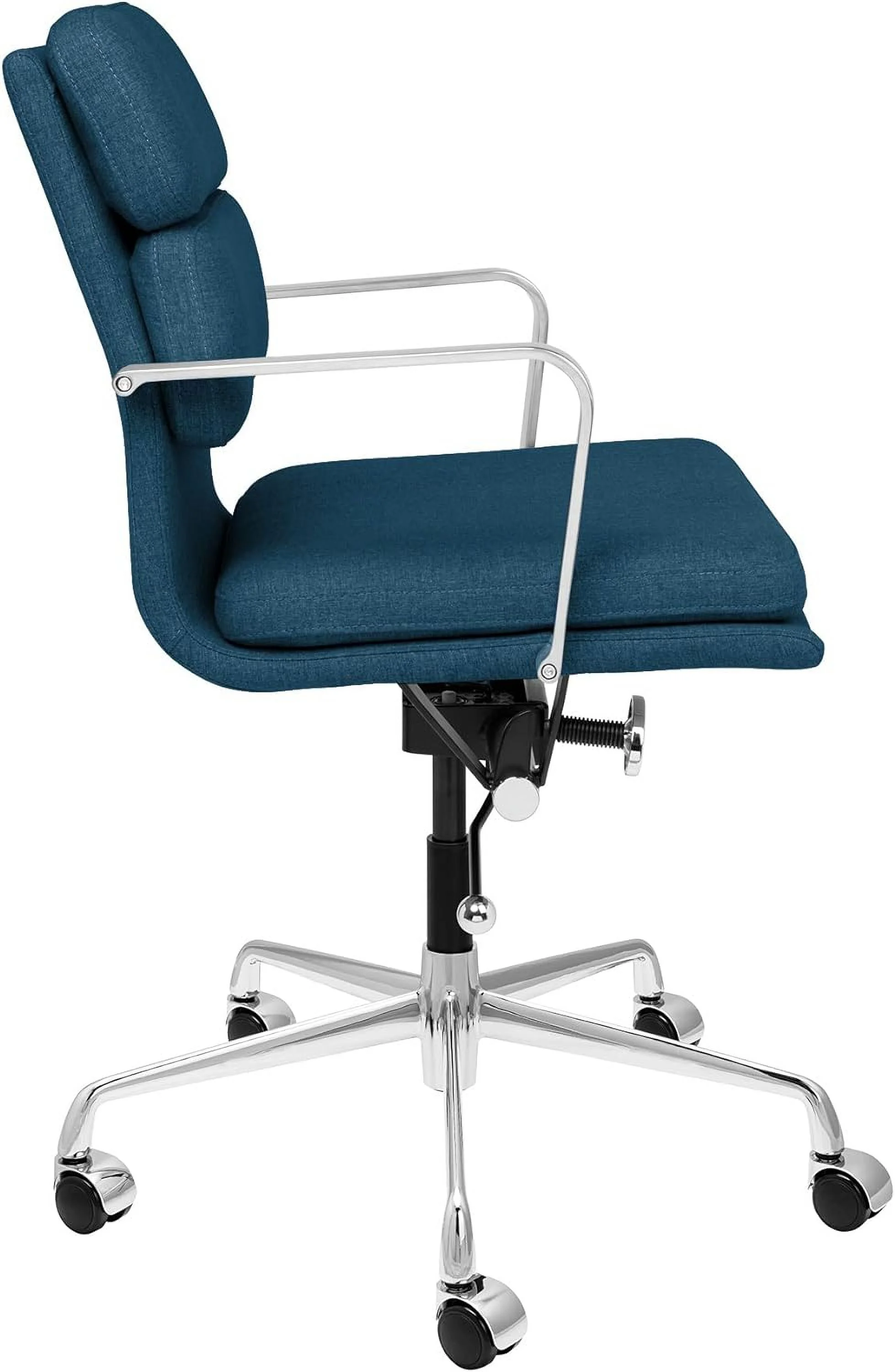 SOHO II Padded Management Office Chair - Back Desk Chair With Arm Rest, Swivel & Cushion Availability, Made Of -Cotton Fabric, Dark Blue Fabric