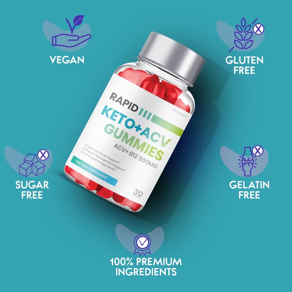 Rapid Keto ACV Gummies, Rapid Keto + ACV Gummies, Rapid Keto Gummies Weight Loss Advanced Formula Maximum Strength Dietary Supplement (2 Bottles)