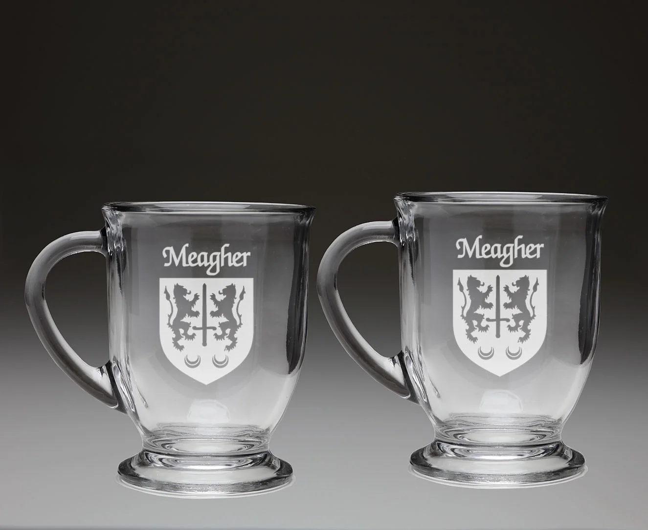 Meagher Irish Coat of Arms Glass Coffee Mugs - Set of 2