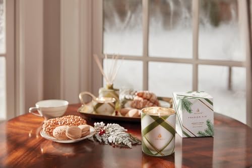 Thymes Frasier Fir Candle – Frosted Plaid Jar Candles – Green & White Candle Jar Design – Scented Candles with Notes of Siberian Fir, Cedarwood & Sandalwood – Holiday Candles (6.5 oz)