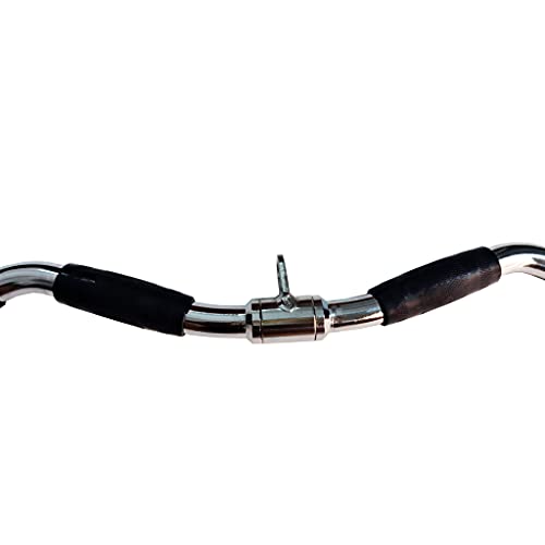 Lat Cable Machine Attachment Curl Pulldown Barbell Revolving Bar, Multi-Exerciser Cable Attachment, Solid Steel Tricep Press Down Bar with Rubber Handgrips & Revolving Hanger