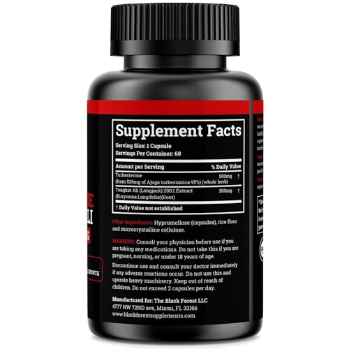 Black Forest Turkesterone Tongkat Ali Supplement 1000mg per Serving (Max Purity 95%) Turkesterone Supplement for Men (Tongkat Ali for Men Longjack 200:1) Similar to Tongkat Ali Fadogia Agrestis