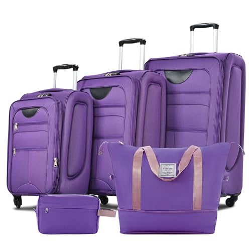 Merax Suitcase Set Softside 3-Piece Expandable Luggage with TSA Lock Spinner Wheels Lightweight Upright Luggage with Travel Bag(22/26/30 IN, Deep Blue)