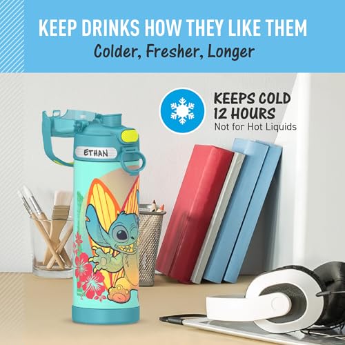 THERMOS FUNTAINER 16 Ounce Stainless Steel Vacuum Insulated Bottle with Wide Spout Lid, Apricot