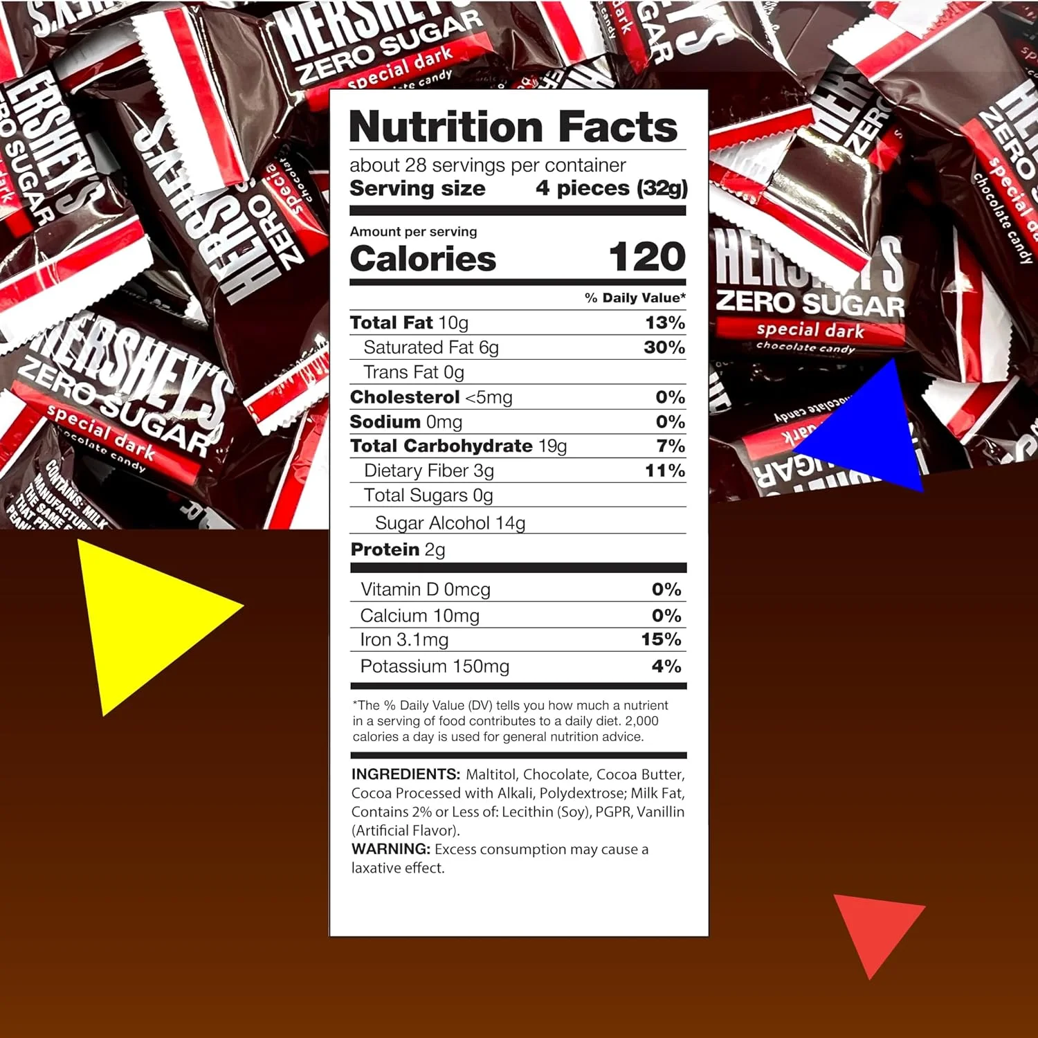 HERSHEY'S SPECIAL DARK Zero Sugar Chocolate Sugar Free Candy, Individually Wrapped (Bulk 2.5 Pound Bag)