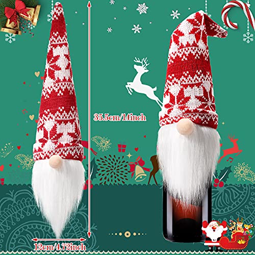Honeydak Christmas Decorative Gnomes Wine Bottle Toppers Handmade Gnomes Bottle Covers Santa Scandinavian Plush Decorations for Xmas Christmas Party Favors(8 Pieces)