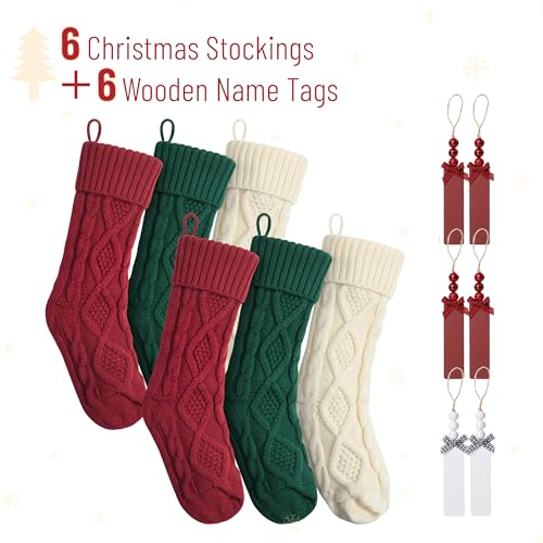 Mr. Pen- Personalized Christmas Stockings with Wooden Name Tags, Set of 6, 18