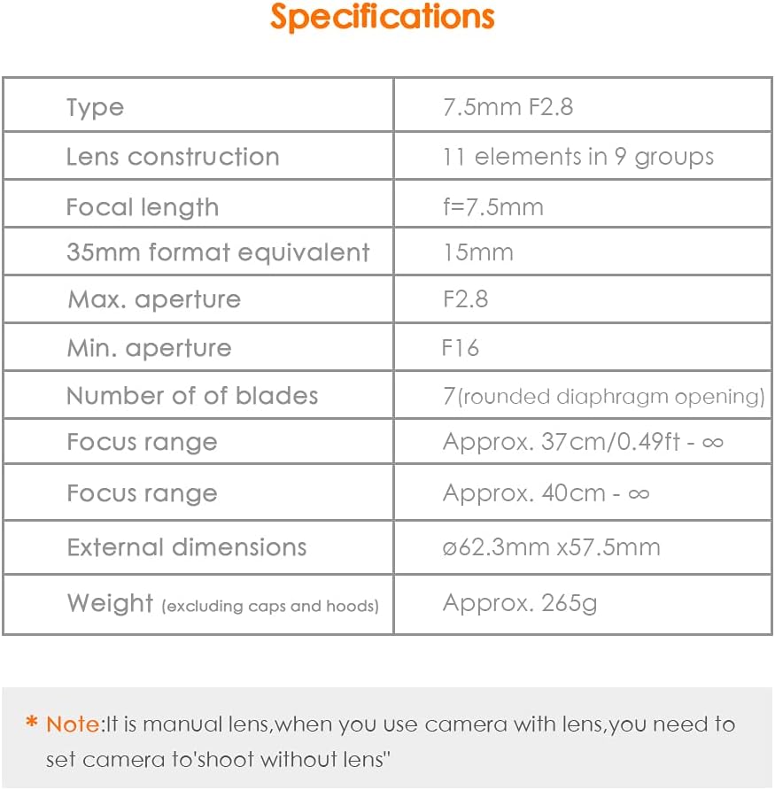 7artisans 7.5mm F2.8 II V2.0 Fisheye Lens with 190° Angle of View, Compatible with Olympus and Panasonic MFT M4/3 Mount Cameras