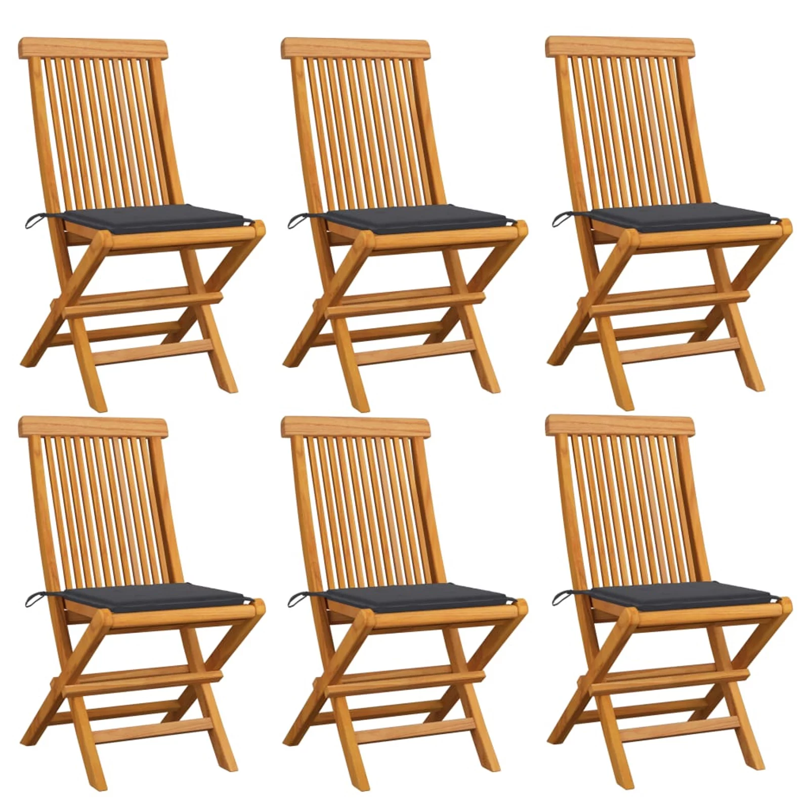 Suzicca Patio Chairs with Anthracite Cushions 6 pcs Solid Teak Wood