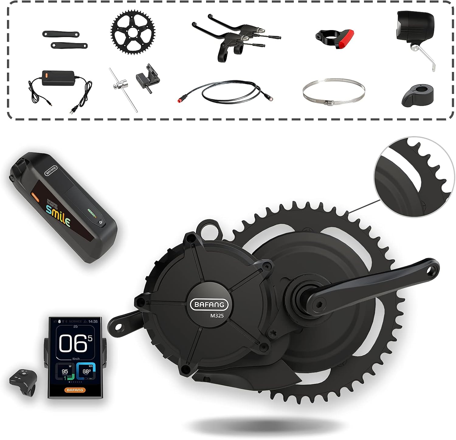 Bafang Mid Drive Motor M625 M325, Newest 50.4V 500W 750W 1000W Electric Bike Conversion Kit with 19.6Ah Battery & DPC181.CAN Bluetooth Display, DIY eBike Kits for Mountain Road Bicycle Commuter Bike