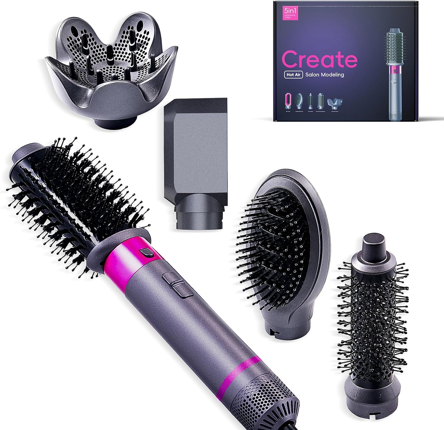 5 in 1 Hair Dryer Brush with Negative Ion Technology, Hot Air Brush Styler and Dryer