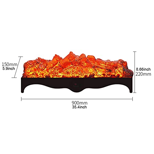Floating Fireplace for Wall Electric Fireplace Logs, Fireplace Insert Log Heater with Retro Black Four-Corner Base, Realistic Charcoal Pile Ember Bed Electrical Fireplace for Living Room
