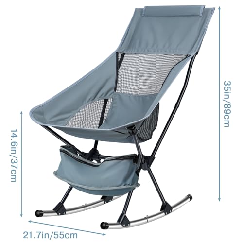 Oversized Folding Rocking Camping Chair, Outside Folding Rocking Chair, Adult Heavy Duty Camping Chair, Foldable Padded Rocking Chair, for Camping, Patio, Angling, Supports 253lbs 1 Set