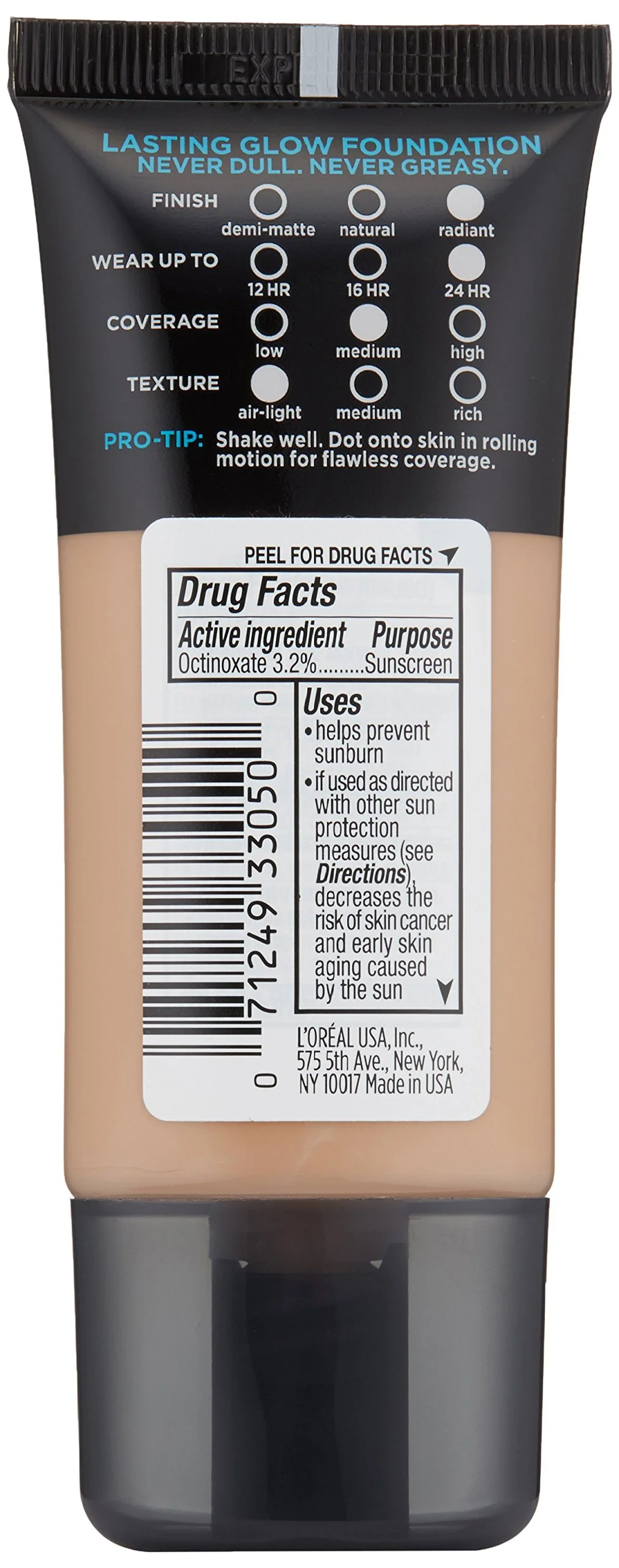 L,Oréal Paris Infallible Pro-Glow Foundation, Sun Beige, 1 Fl. Oz.