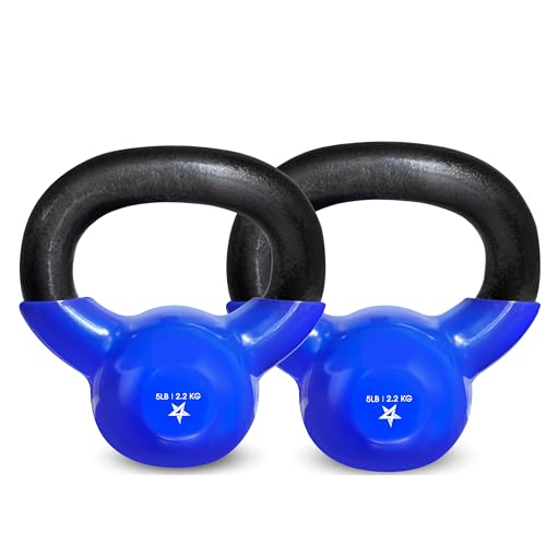 Yes4All 5-100 LB Kettlebells Vinyl Coated Cast Iron for Dumbbell Weights Exercises, Gym, Fitness, Full Body Workout Equipment Push up, Grip and Strength Training