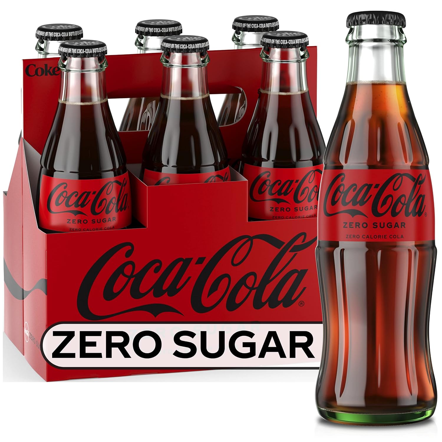 Coca-Cola Zero Sugar Glass Bottles, 8 fl oz, 6 Pack