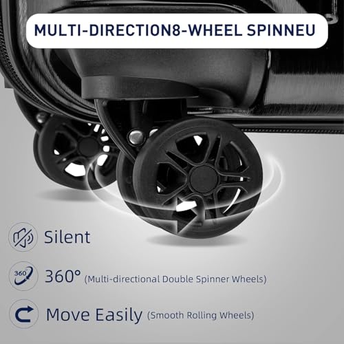 imiomo 20 Inch Expandable Carry on Luggage Sets with Spinner Wheels, Hard Shell Lightweight Rolling Travel Carry-on Suitcase with TSA Lock, Black