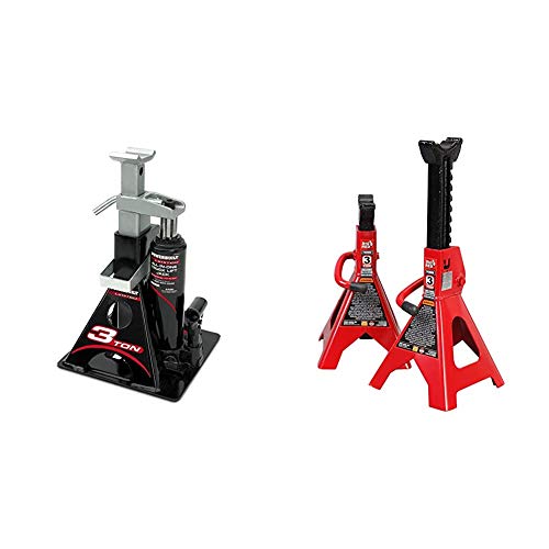 Powerbuilt 3 Ton, Bottle Jack and Jack Stands in One, 6000 Pound All-in-One Car Lift, Heavy Duty Vehicle Unijack, 640912