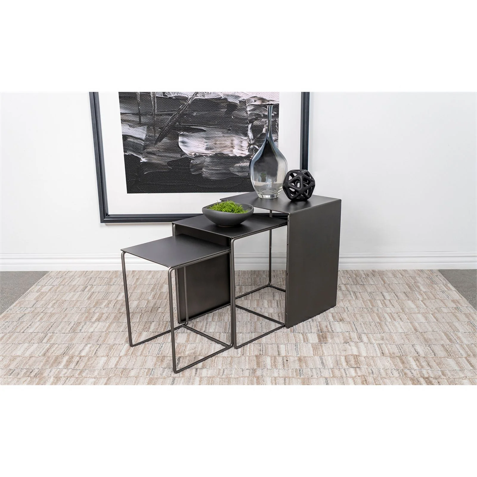 Coaster Imez 3-piece Modern Rectangular Metal Nesting Table Gray