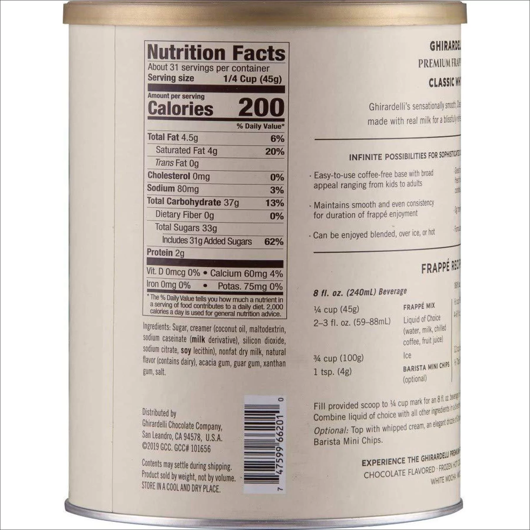 Ghirardelli Beverage Mix, Classic White 50 oz.