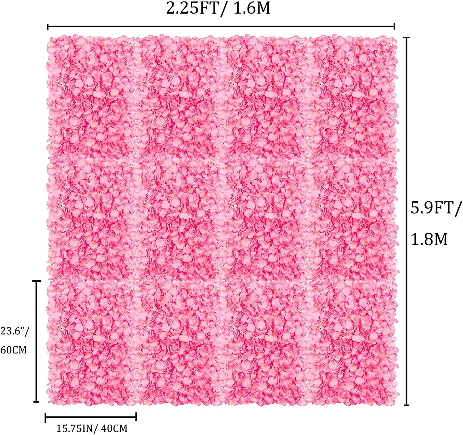 Nuptio Artificial Flower Wall Decor Pink Silk Hydrangea Floral Wall Panels for Wedding Birthday Party Babyshower Room Backdrop Decoration 12 Pack 24×16