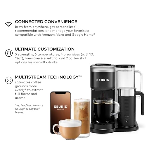 Keurig K-Cafe Single-Serve K-Cup Coffee Maker, Latte Maker and Cappuccino Maker, Comes with Dishwasher Safe Milk Frother, Coffee Shot Capability, Compatible with all Keurig K-Cup Pods, Dark Charcoal