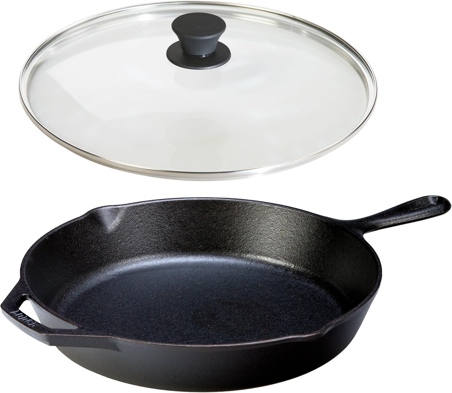 Lodge Seasoned Cast Iron Skillet with Tempered Glass Lid (12 Inch) - Medium Cast Iron Frying Pan With Lid Set