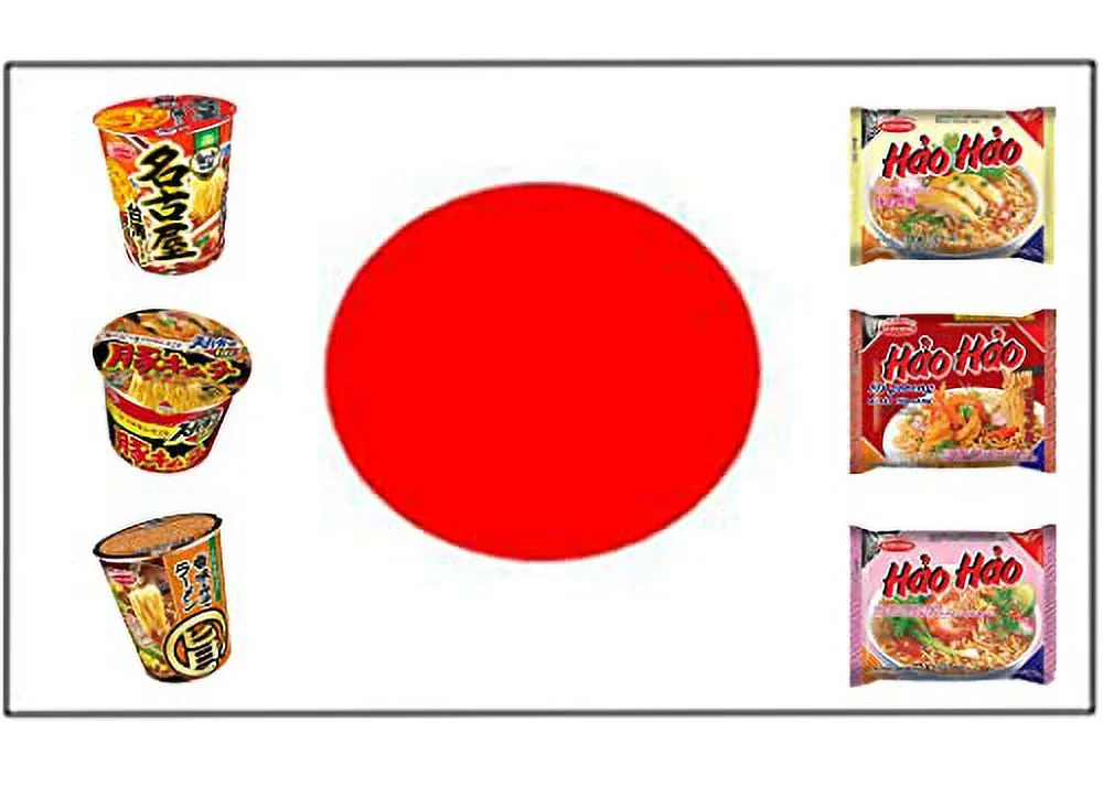 HCG Asian Ramen Noodle Variety Pack of 12 Instant Noodles and Chopsticks