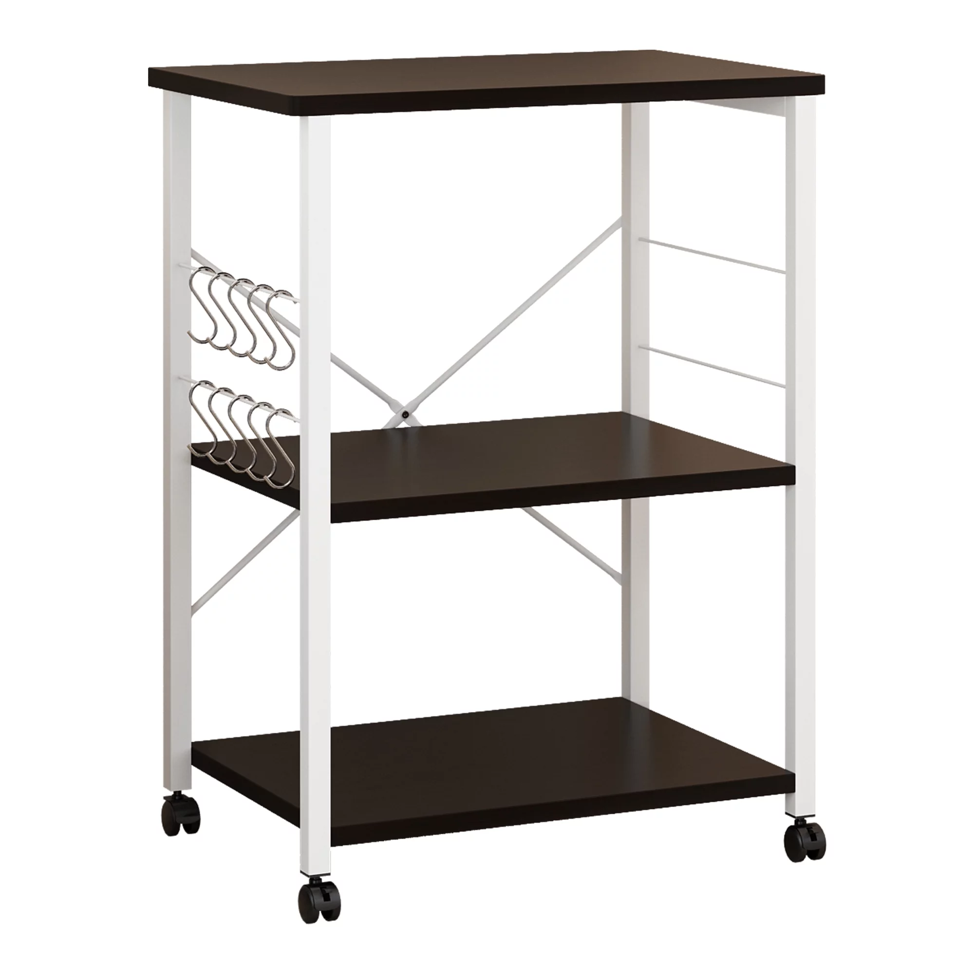 UBesGoo 3-Tier Vintage Rolling Kitchen Baker's Rack Microwave Oven Stand Cart Kitchen Utility Serving Cart Kitchen Storage Shelf Shelving Unit Organizer